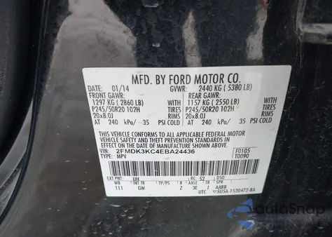 2014 Ford Edge Limited z USA, uszkodzony, nr VIN 2FMDK3KC4EBA24436